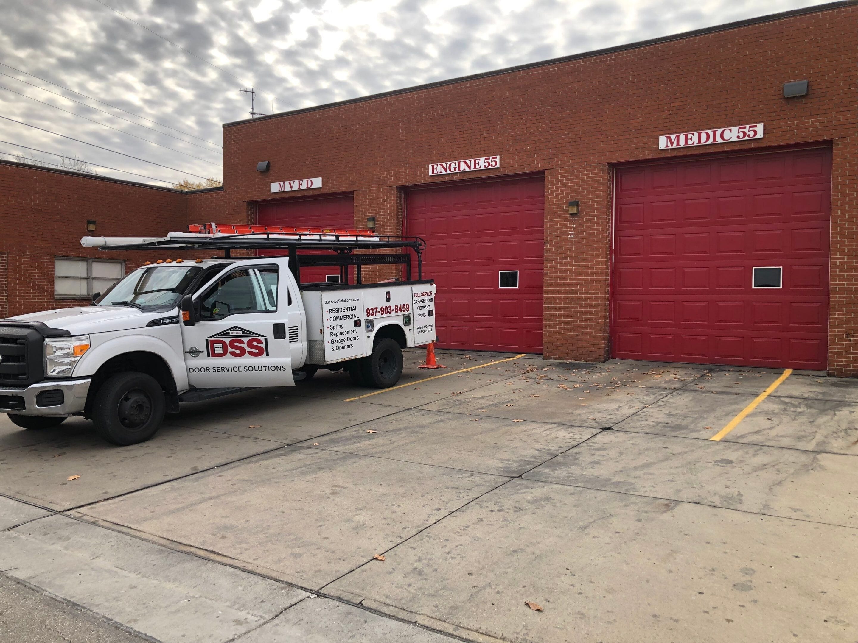 Commercial overhead garage door at a business